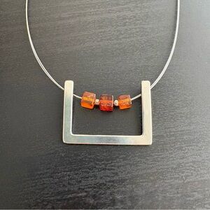 Amber Bead Sterling Silver Necklace